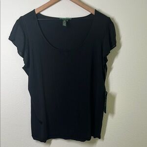 NWT Lauren Ralph Lauren Knit Flutter Sleeve Blouse | Size 1X | MSRP $119